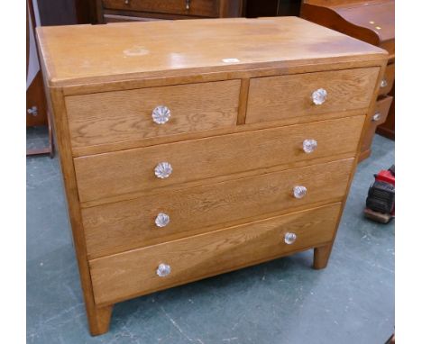 2/3 light wood chest of drawers with crystal knobs 