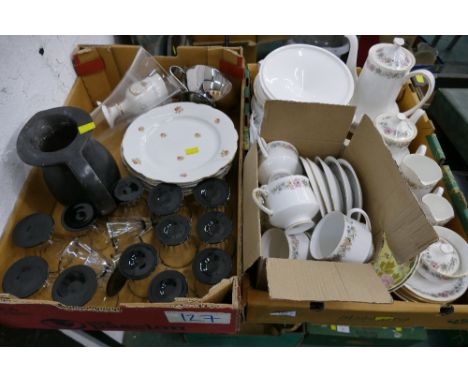 Two boxes of ceramics and glassware - Paragon Belinda coffee set 