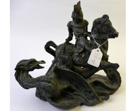 Bronze figure of St George slaying the Dragon (AF) 