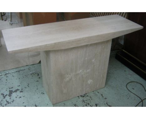 CONSOLE TABLE, travertine marble, rectangular with tapering platform, 135cm W x 72cm H x 46cm D. 