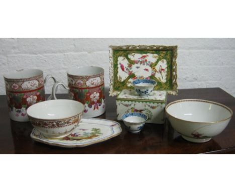 MISCELLANEOUS ORIENTAL CERAMICS AND SIMILAR, including two large tankards, 14cm H, trinket box, tea bowls, etc. (Qty) (all wi