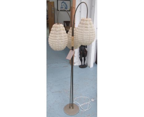 FLOOR STANDING LAMP, Continental design with three tufted shades, 163cm H. 