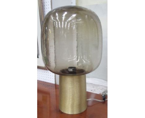 TABLE LAMP, with glass top on a metal base, 48cm H.