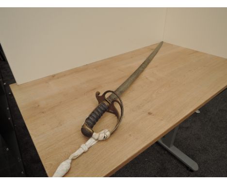 A British Infantry Officers Sword 1860 pattern, no scabbard, decorated blade, proof button, marked CRS Quintin, Henry Wilkins
