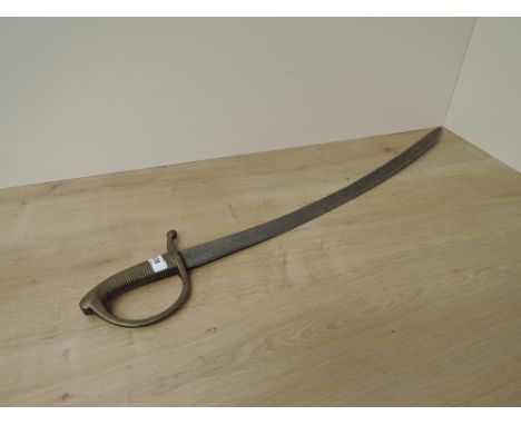 A French Infantry Briquet (sword) 1800 pattern, brass grip &amp; guard, no scabbard, blade length 66cm, overall length 79cm