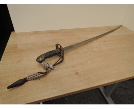 A British Infantry Officers Sword 1822 pattern, no scabbard, Gothic hilt, fold down guard, blade length 80cm, overall length 