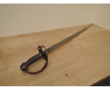 A possibly British Infantry Officers Sword, decorated blade, makers mark Bell Liverpool, proof button, no scabbard, blade len