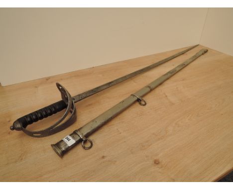A British Rifle Officer's Sword Madras Native Infantry 1827 Pattern with metal scabbard, strung bugle hilt, proof button, bla