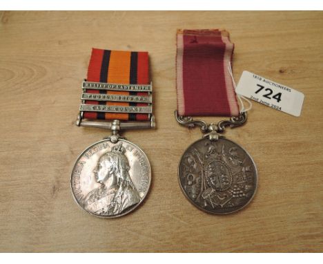 A pair of Medals, Queens South Africa Medal with three clasps, Cape Colony, Tugela Heights and Relief of Ladysmith and Army L