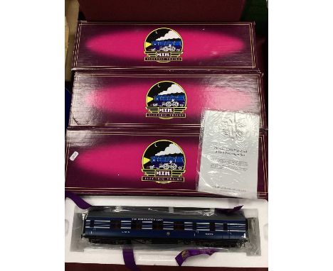 Four M.T.H 'O' Gauge/7mm Two Rail MKI Boxed Passenger Bogie Coaches, comprising Ref No 22-60056A brake/first in Coronation Sc