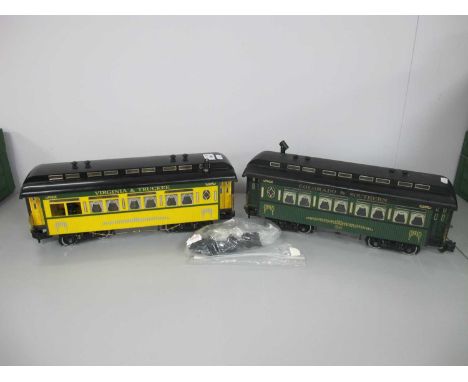 Two G Gauge Outline American Passenger Cars (Caboose). Virginia &amp; Truckee - Colorado &amp; Southern possibly by Bachmann,