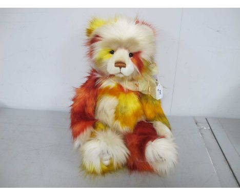 Charlie Bears 'Carnival' Articulated Plush Bear, designed by Isabelle Lee #CB232340A, with bow tie and tags, approximately 54