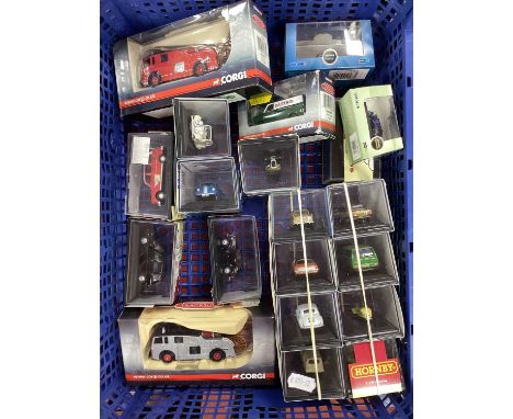 Twenty 1:76th Scale Diecast Model Lineside Vehicles by Hornby, Corgi, Oxford including #DG223001 Dennis F12 Silver, cased.