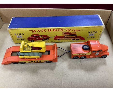 Matchbox King Size K-8 Scammel 6 x 6 Tractor, Trailer and Crawler, appears complete, unboxed, overall good/good plus, some ch