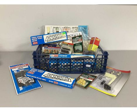 A Quantity of OO gauge Lineside Accessories to include Signals, Passengers, Bridge Sides etc. by Peco, Bachmann, Hornby some 