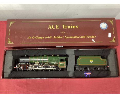 An Ace Trains 'O' Gauge/7mm Boxed Steam Tender Locomotives, Jubilee Class 6P 4-6-0 BR green "Kolhapur" R/No 45593, suitable f