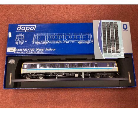 A Dapol 'O' Gauge/7mm Ref No 70-015-013 Class 122 Bo-Bo Diesel Railcar, Regional Railway livery R/No 55012 very good boxed un
