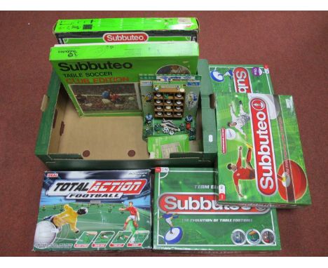 Five Subbuteo Table Soccer Sets including Club Edition &amp; FA Premier League, unchecked for completeness of all parts, smal