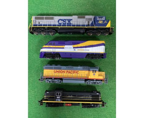 Four 'HO' Gauge Unboxed U.S.A Outline Diesel Locomotives, comprising a C.S.X Railroad Class SD70 MAC R/No 700 (DCC on Board);