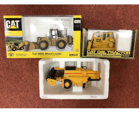 Three Diecast Model Plant and Farm Machinery Vehicles to include NZG 1:50 #233 CAT D8L Tractor (boxed), Norscot CAT 980G Whee