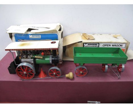 A Mamod 'Live Steam' T.E.1a Traction Engine, accessories include steering rod, funnel, scuttle, burner, signs of use, paint l