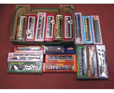 Eighteen "OO" Gauge Outline British Coaches by Bachmann, Lima, Replica Railways and other, boxed.