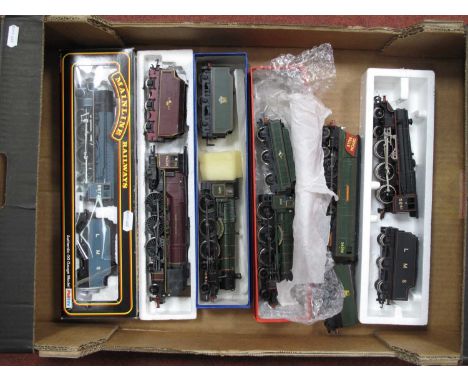 Six 'OO' Gauge/4mm Steam Tender Locomotives, comprising, a Hornby SR-BB/WC 4-6-2 "Devon Belle" BR green, renamed Watersmeet w