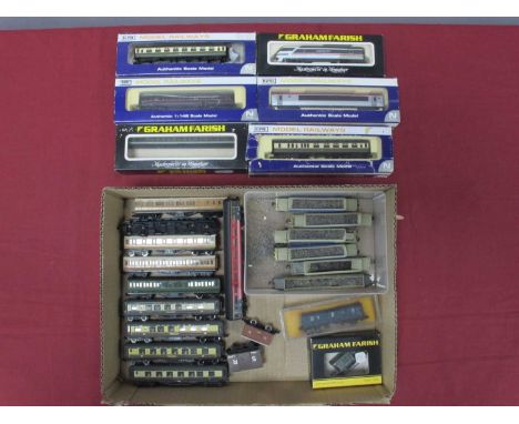 Twenty-Six Items of 'N' Gauge Boxed and Loose UK Outline Rolling Stock, to include a Dapol BR maroon autocoach; a Farish Inte