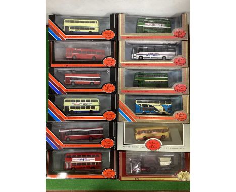 Twelve 1:76th Scale Diecast Model Buses and Commercial Vehicle by EFE including #20447 Bristol VRIII Western National NBC, bo