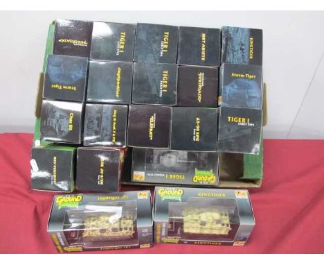 Twenty 1:72nd Scale Plastic Model Military Armoured Vehicles by Easy Model to include Ground Armor M26 Pershing Heavy Tank, J