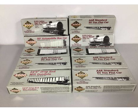 Ten HO Gauge American Outline plastic model kits by Proto 2000 Series.