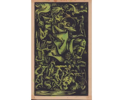 These two original artworks include one Cubist style graphite drawing that represents a bulbous nude female laying under sunr
