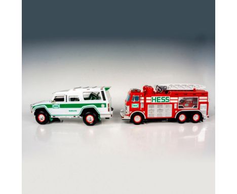 2004 SUV and motorcycles; 40th anniversary The Hess Toy Truck and 2005 Emergency Truck With Rescue Vehicle. Battery operated 