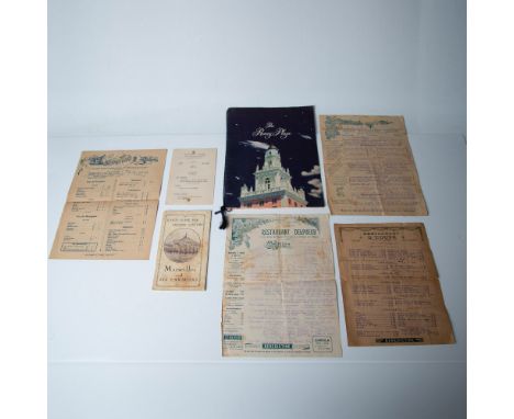 Set of large 1900s handwritten Parisian menus; one menu from Kensington and one from the Roney Plaza, Miami Beach. Also inclu