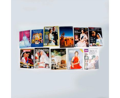 Includes magazines about Queen Elizabeth, Kate Middleton, Prince William, and Diana. Includes an official guidebook to the Ha