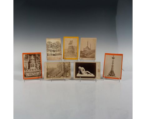These seven antique sepia photographs on board include views of The Great Mosque in Cairo; The Milan Cathedral; The Altar in 