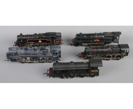 Five black OO Gauge (1/76 Scale) locomotives, including Hornby R050 Princess Royal Class 8P 4-6-2 46205 "Princess Victoria"; 