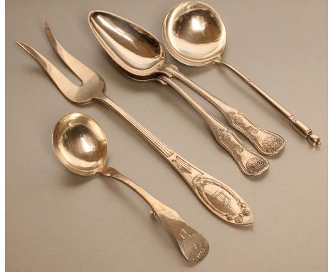 A PAIR OF SWEDISH SILVER TABLESPOONS, maker Carl Petter Norlin, Malmo, in double struck Kings pattern, stamped "EMP-SR", 8 1/