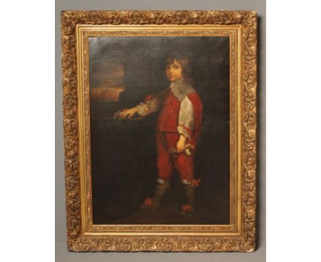 ANTOINE JORISSEN (Belgian 1884-1962), Portrait of a Boy in red 17th Century Style Dress, oil on canvas, signed, 39 1/2" x 30 