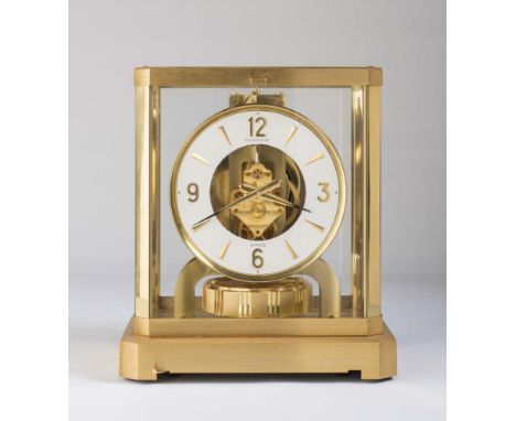 A BRASS CASED JAEGER-LECOULTRE ATMOS CLOCK, second half 20th century, the movement with large balance wheel and start/stop le