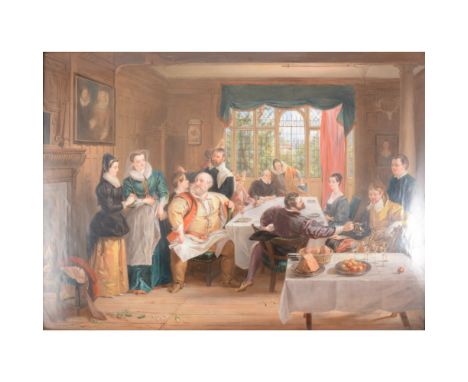 George Gray after Charles Robert Leslie, Falstaff and his Friends, signed and dated 1860 verso, enamel on porcelain panel, 36