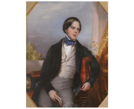 Thomas Richmond, Portrait of a young gentleman seated by a window, signed, oil on panel, 43cm x 36cm.