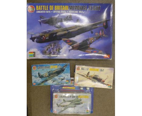 Four Airfix model kits including Battle of Britain Memorial Flight