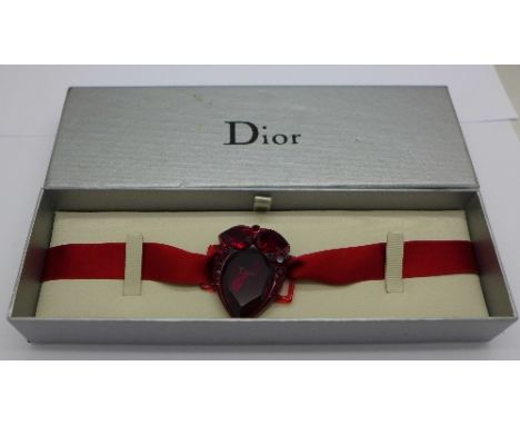 A Christian Dior red choker, boxed