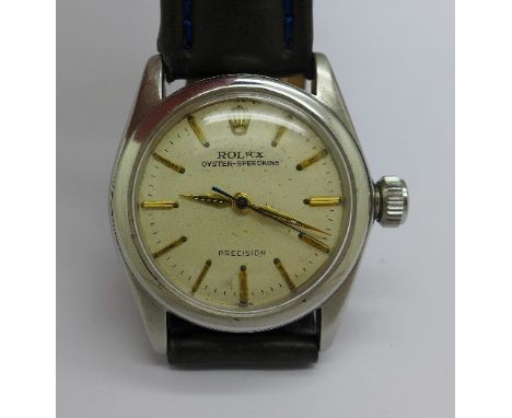 A 1942 Rolex Oyster wristwatch, dial marked Oyster-Speedking, Precision, model no. 2280, bears inscription dated 1951, 28mm c