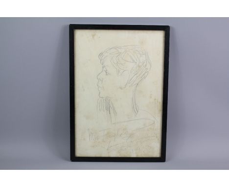 Enrico Caruso (1873-1921) Italian Tenor Signed Pencil Portrait, the charming portrait sensitively capturing on paper his son 