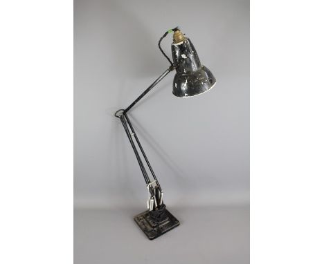 A Vintage Herbert Terry Table Lamp; the metal lamp having adjustable arm hinged in two places and at the shade, sturdy square