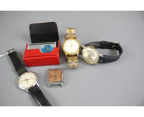 A Box Containing Five Gentleman's Vintage Wrist Watches