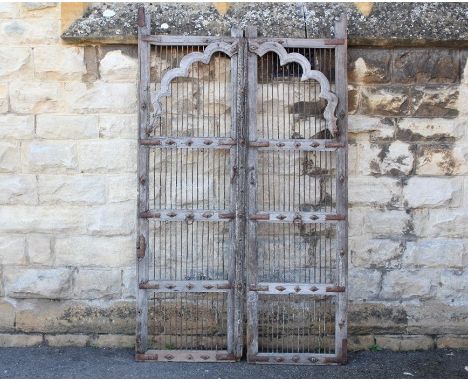 Architectural Interest - Pair of Antique Indian Wooden Gates; the gates being approx 110 cms w x 180 cms h.&nbsp;