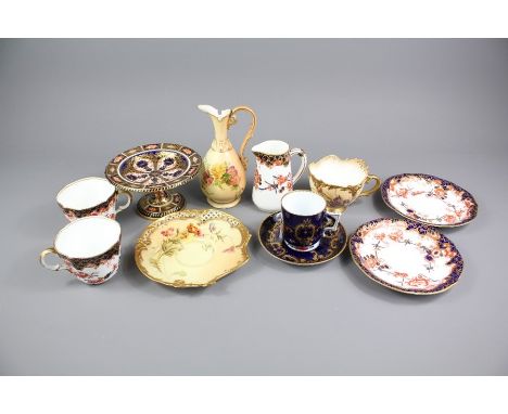 Miscellaneous Porcelain, including Royal Worcester Blushware Cup and Saucer nr 1471, a blush-ware ewer (af) two Royal Crown D